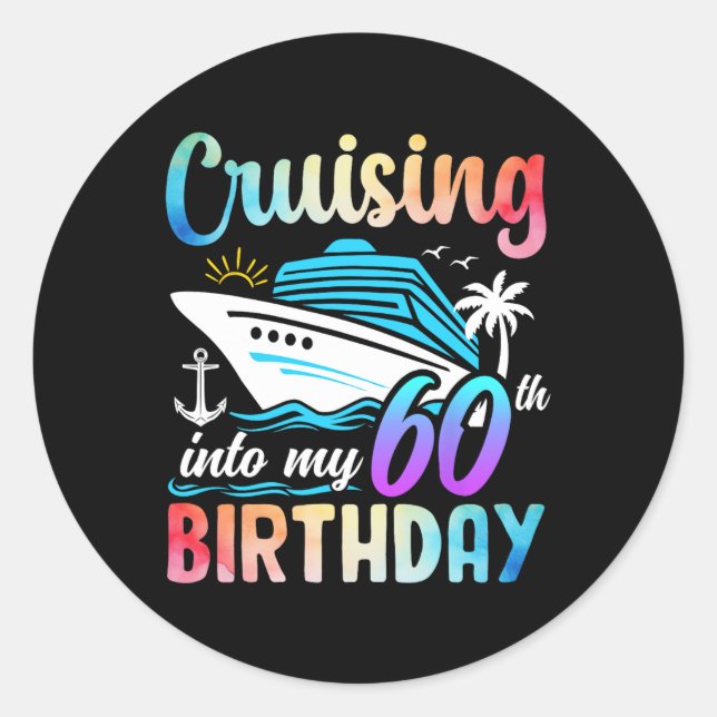Sticker Rond Croisière Dans Mon 60e Anniversaire 60 Anniversair (Devant)