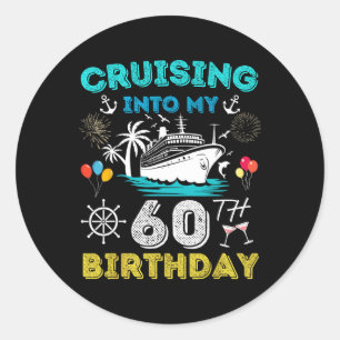 Sticker Rond Croisière Dans Mon 60e anniversaire Croisière 60 A