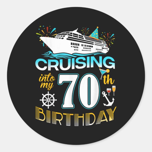 Sticker Rond Croisière Dans Mon 70E Anniversaire Équipement 70e (Devant)