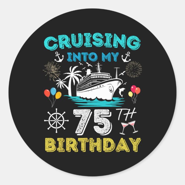 Sticker Rond Croisière Dans Mon 75e anniversaire Croisière 75 A (Devant)