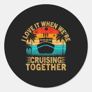 Sticker Rond Croisière de bateau de croisière vintage Family Ma