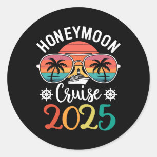 Sticker Rond Croisière de lune de miel 2025 Couple marié assort