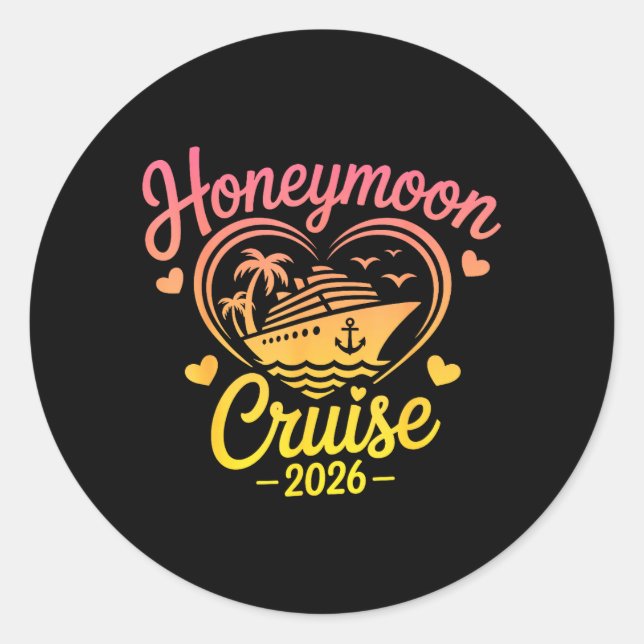 Sticker Rond Croisière de lune de miel 2026 Couples mariés Corr (Devant)