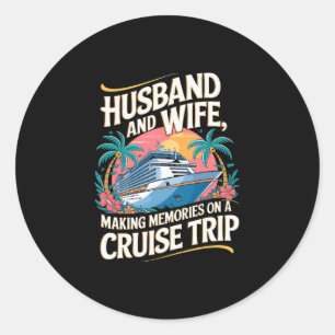 Sticker Rond Croisière de vacances en famille mari et femme bat