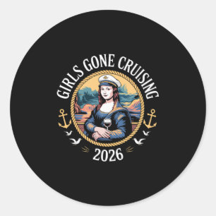 Sticker Rond Croisière de vacances Mona Lisa Filles parties en