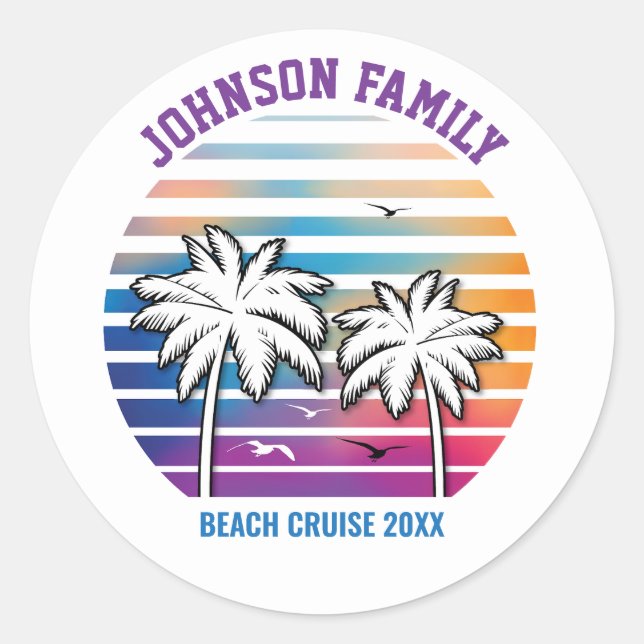 Sticker Rond Croisière de vacances personnalisée pour réunion d (Devant)