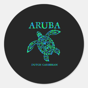 Sticker Rond Croisière de vacances souvenir tortue marine Aru G