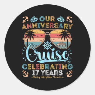 Sticker Rond Croisière du 17e anniversaire célébrant 17 ans Cou
