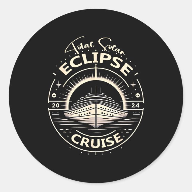 Sticker Rond Croisière Eclipse 2024 drôle éclipse solaire total (Devant)