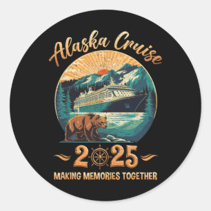 Sticker Rond Croisière en Alaska 2025 Aventure en famille Corre