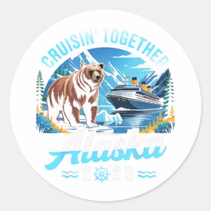 Sticker Rond Croisière en Alaska 2025 En croisière ensemble Vac