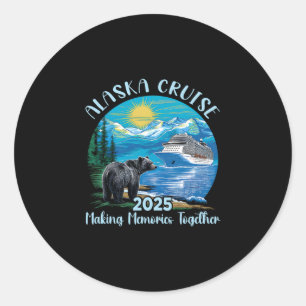 Sticker Rond Croisière en Alaska 2025 Famille Amis Alaskan