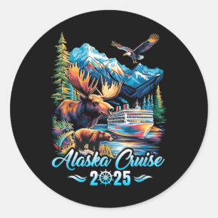 Sticker Rond Croisière en Alaska 2025 Groupe de famille et d'am