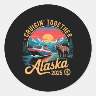 Sticker Rond Croisière en Alaska 2025 pour famille, amis et gro