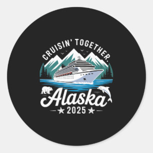 Sticker Rond Croisière en Alaska 2025 Vacances en famille Cruis