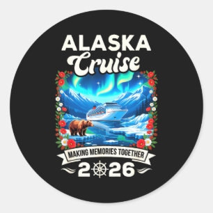 Sticker Rond Croisière en Alaska 2026 famille et amis assortis