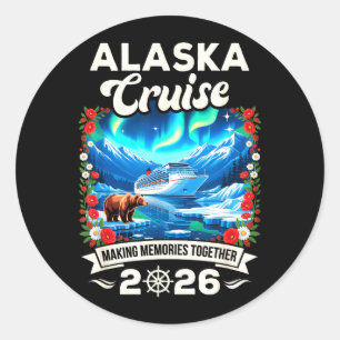 Sticker Rond Croisière en Alaska 2026 pour la famille et les am