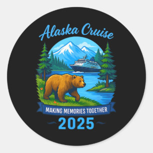 Sticker Rond Croisière en Alaska et en Alaska pour famille et g