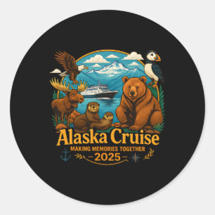 Sticker Rond Croisière en Alaska pour famille correspondant à l