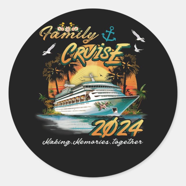Sticker Rond Croisière en famille 2024 Faire des souvenirs Croi (Devant)