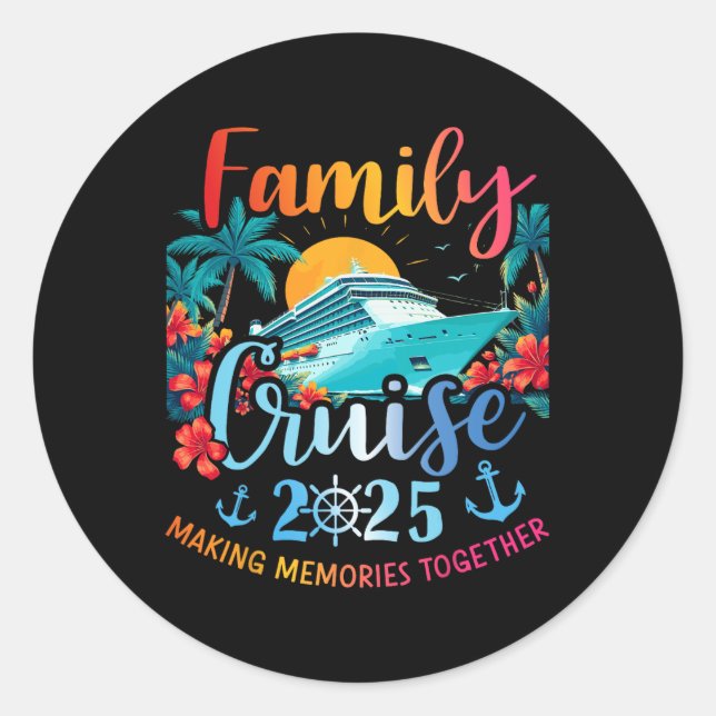 Sticker Rond Croisière en famille 2025 Faire des souvenirs Bate (Devant)
