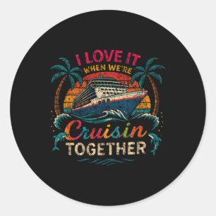 Sticker Rond Croisière en famille 2025 J'adore quand on fait un