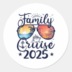 Sticker Rond Croisière en famille 2025 Vacances d'été en famill