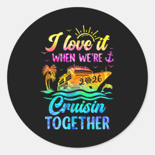 Sticker Rond Croisière en famille 2026 J'adore quand on croise