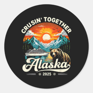 Sticker Rond Croisière Ensemble Alaska 2025 Voyage en famille d
