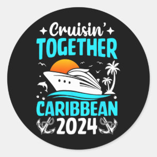 Sticker Rond Croisière ensemble dans les Caraïbes 2024 Vacances