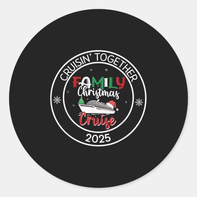 Sticker Rond Croisière 'Ensemble Famille Croisière de Noël 2025 (Devant)