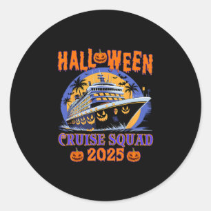 Sticker Rond Croisière Équipe Halloween 2025 Citrouille Effraya