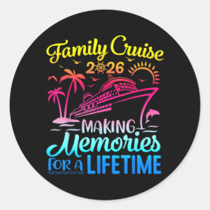 Sticker Rond Croisière familiale de vacances 2026 Créer des sou