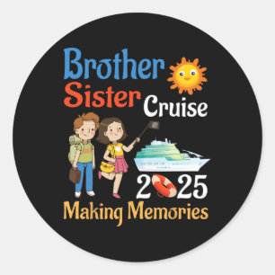 Sticker Rond Croisière Frère et Soeur 2025 Voyage Créant des So