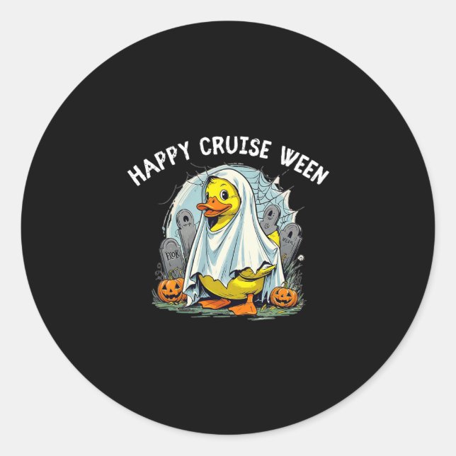 Sticker Rond Croisière Heureuse Ween Coin-coin Ou Traiter Crois (Devant)