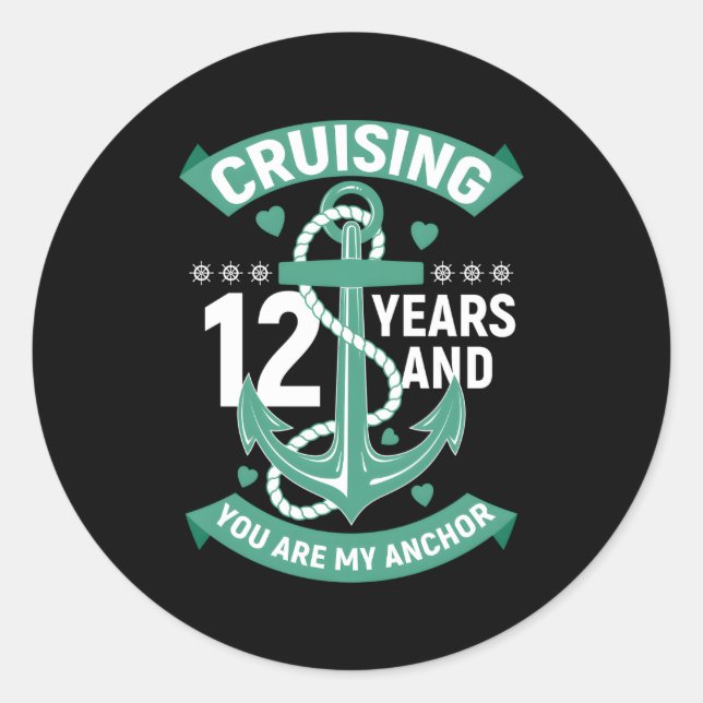 Sticker Rond Croisière Mari 12 Ans 12e Anniversaire (Devant)