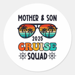 Sticker Rond Croisière mère-fils 2025 Vacances T-Shirt de famil