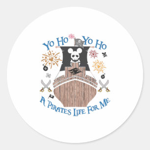 Sticker Rond Croisière Pirate Yo Ho Une Vie de Pirate Pour Ma F