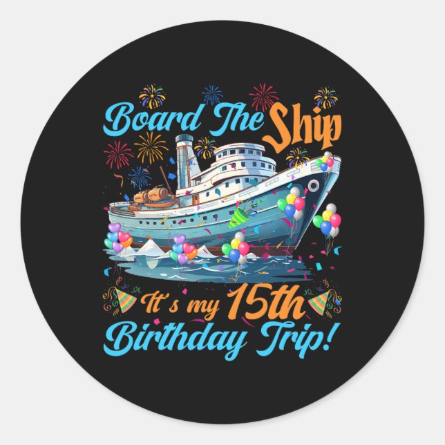 Sticker Rond Croisière pour 15 ans sur un bateau (Devant)
