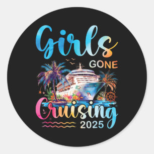 Sticker Rond Croisière pour filles 2025 Vacances sur un bateau 