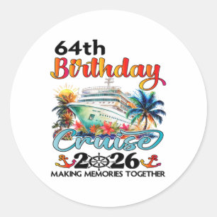 Sticker Rond Croisière pour le 64e anniversaire 2026 Vacances e