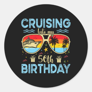 Sticker Rond Croisière pour mes 50 ans - Croisière pour 50e ann