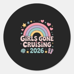 Sticker Rond Croisière Rétro Arc-en-ciel 2026 des Filles en Vac