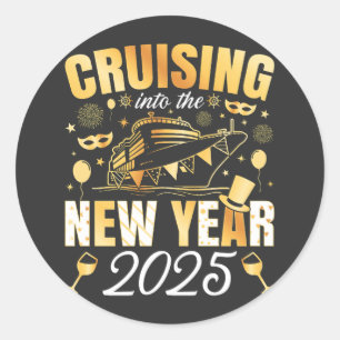 Sticker Rond Croisière sur la croisière du Nouvel An 2025