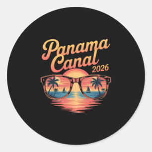 Sticker Rond Croisière sur le canal de Panama 2026 Voyage en fa