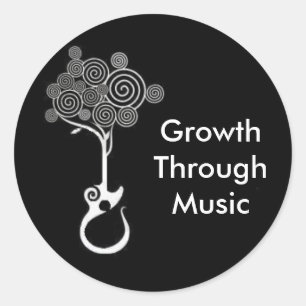Sticker Rond Croissance grâce à l'autocollant de musique (noir)