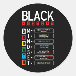 Sticker Rond Croissance Mindset Définition Cool Noir Mois d'his