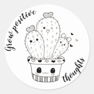 Sticker Rond Croissance Réflexion Positive // Drôle Cactus Dood