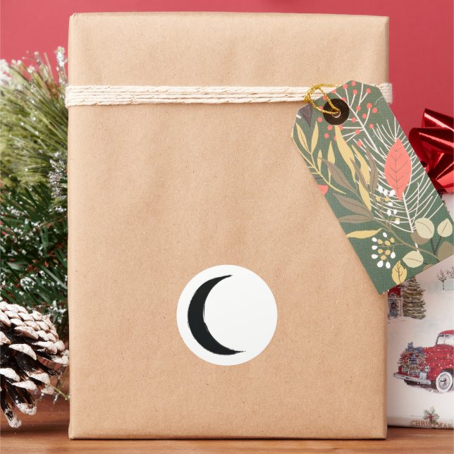 Sticker Rond Croissant Noir Astrologie Zodiaque Lune Sombre Fêt (vacances)