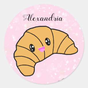 Sticker Rond Croissant Personnalisé Cuisiné Pink Paris Boulan